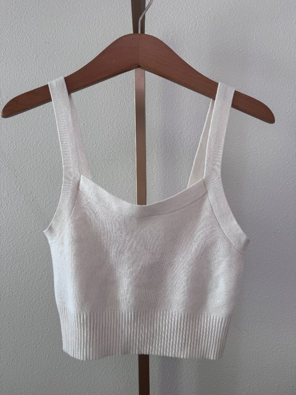 Everlane Cropped Sweater Tank Cream Cotton Knit Cami Size Medium